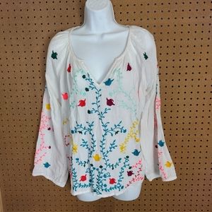 Boho embroidered cotton blouse Lovestitch sz. M